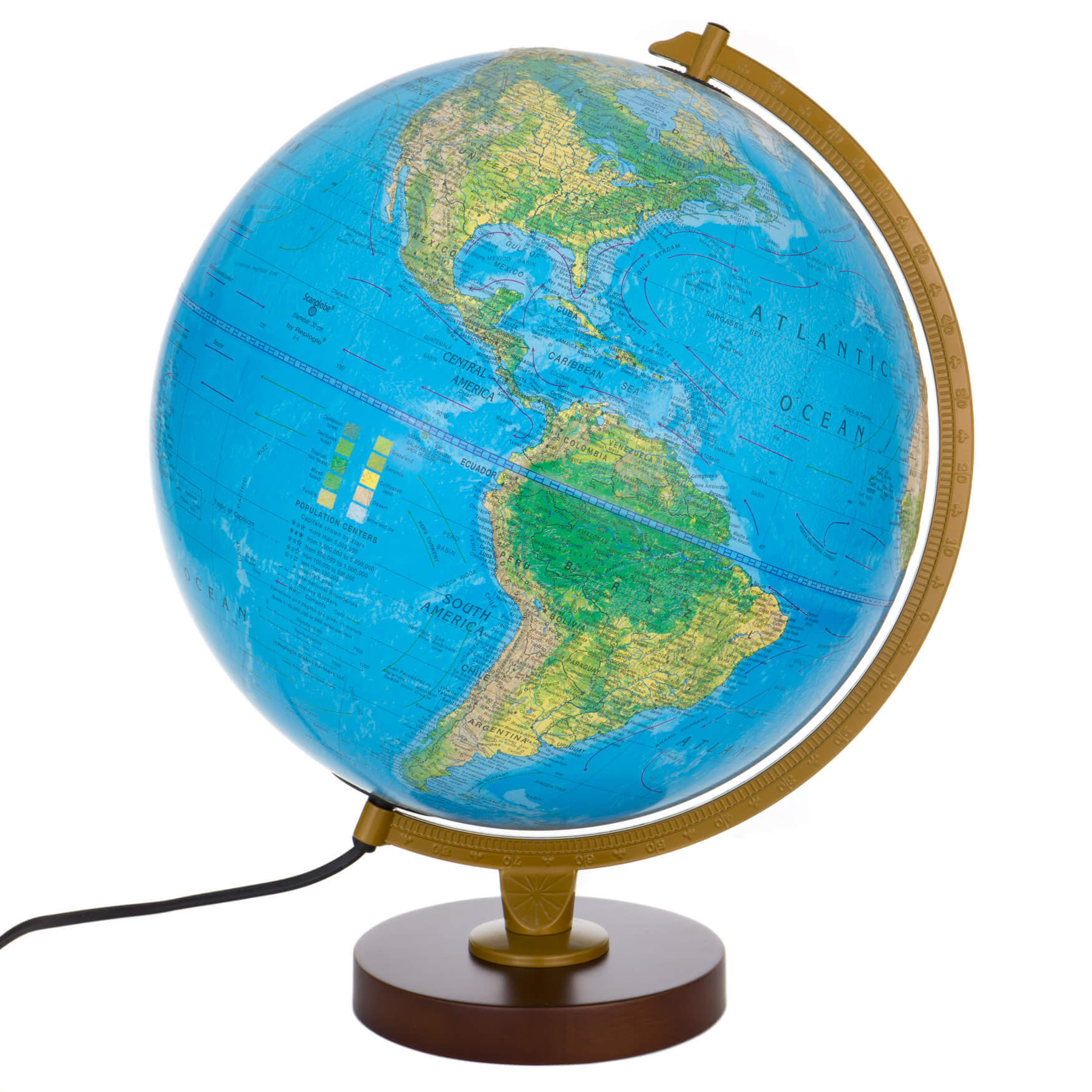 Replogle Globe Livingston Illuminated Blue Globe Geographic Two-Way Map Design 